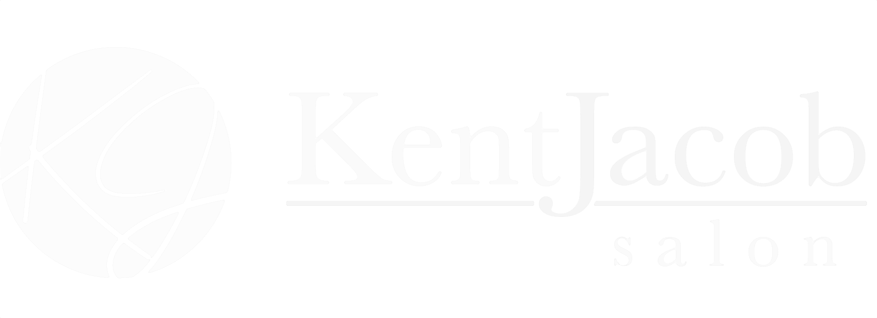 This is a white version of the Kent Jacob Salon logo.